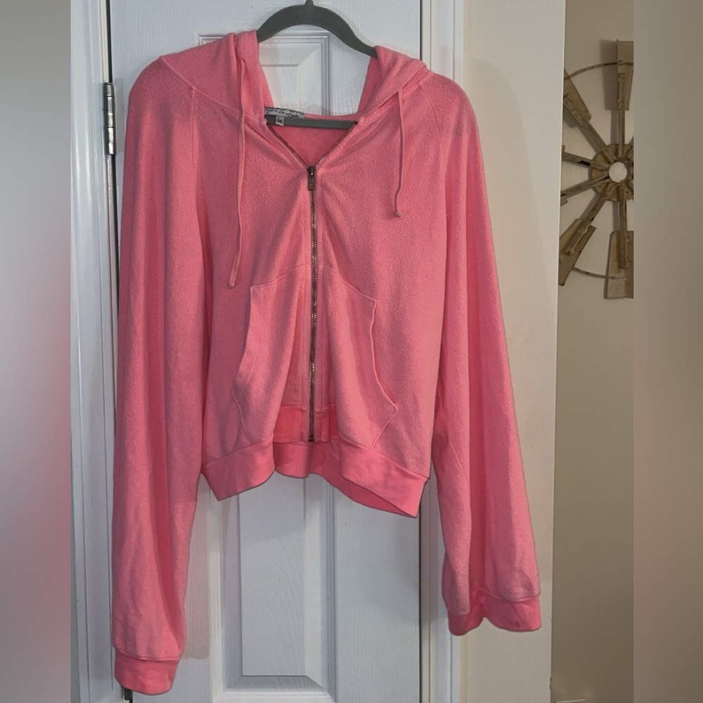 Wildfox Womens Pink Soft Full Zip Up Jacket- Size Medium